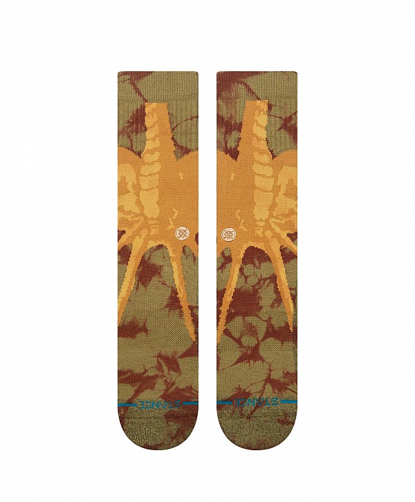 STANCE X ALIEN FACE HUGGER CREW SOCKS BROWN