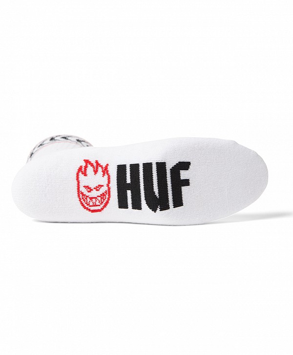 HUF X SPITFIRE SPIRAL SOCKS WHITE