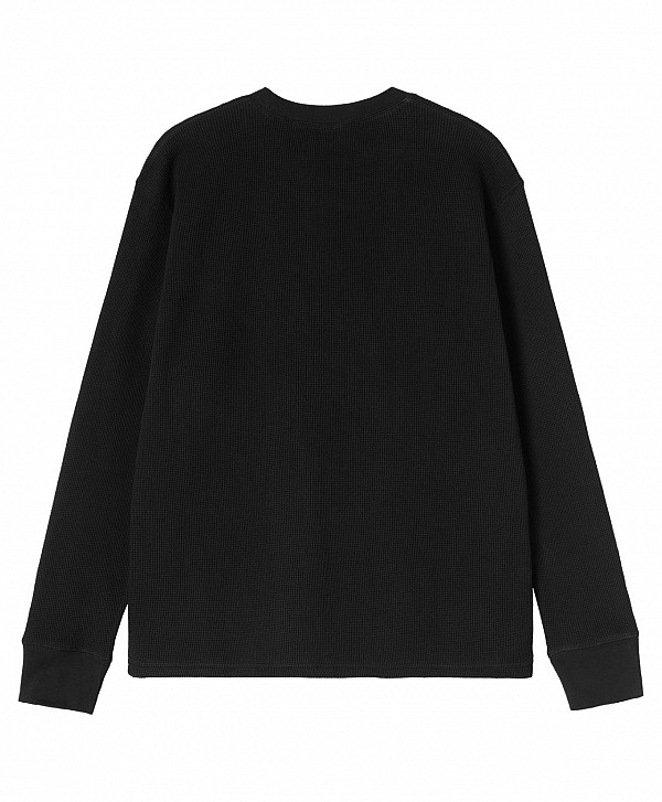 CARHARTT WIP BLACKLETTER WAFFLE LONG SLEEVE BLACK/WHITE