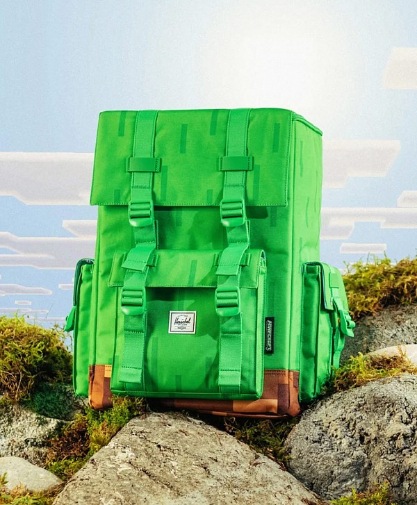 HERSCHEL X MINECRAFT LITTLE AMERICA CUBE BACKPACK GRASS BLOCK
