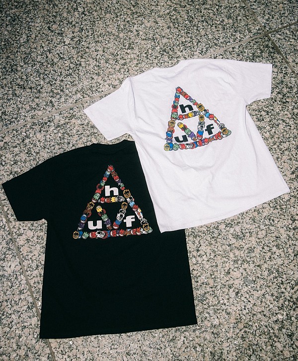 HUF X SPITFIRE STICKER TRIPLE TRIANGLE TEE WHITE