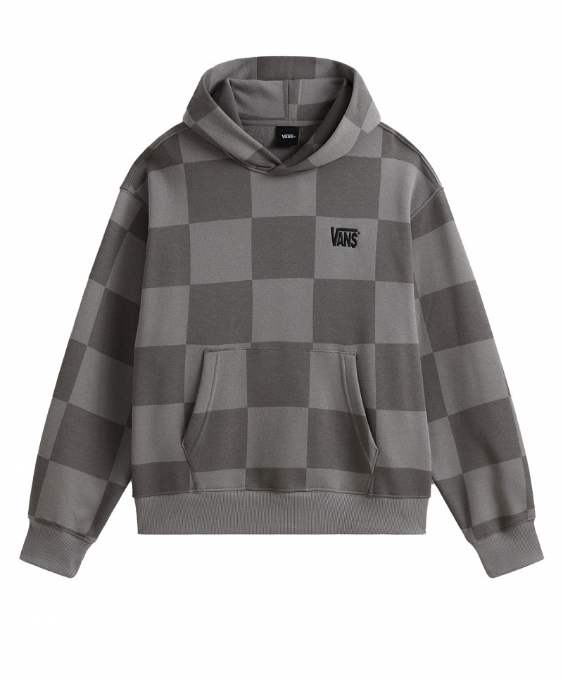 VANS TONAL CHECK STRETCH LOGO HOOD PEWTER