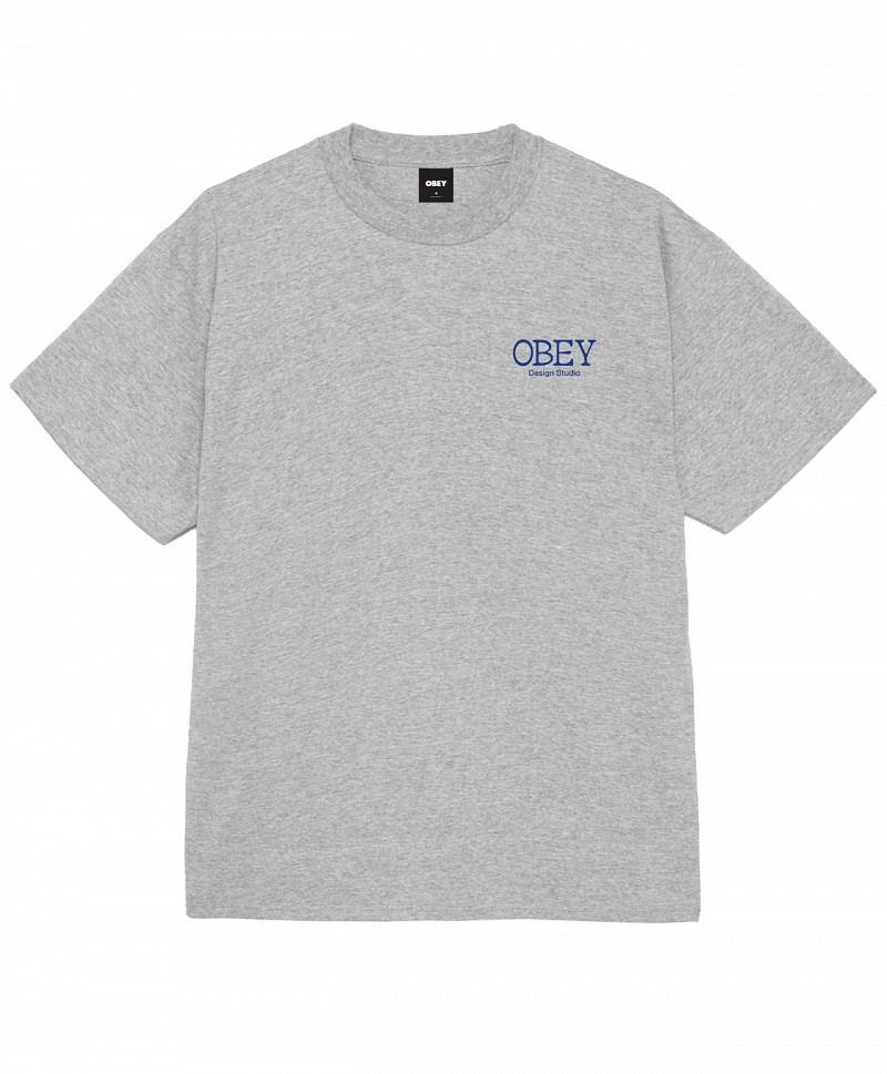 OBEY LUCKY CAT TEE HEATHER GREY