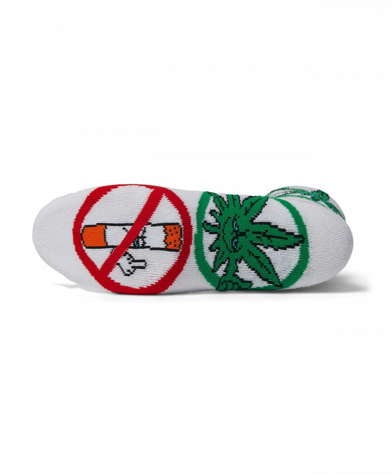 HUF GREEN BUDDY APPROVED SOCKS WHITE