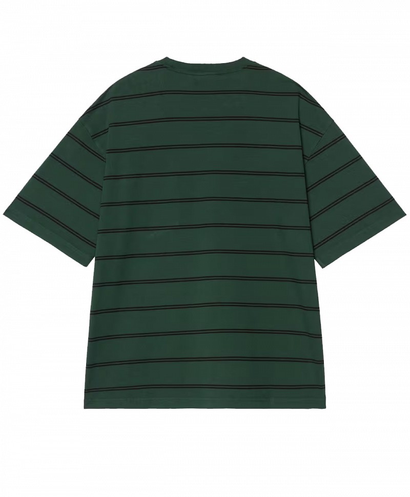 CARHARTT WIP CARDONA POCKET TEE CARDONA STRIPE NATURAL/DARK SCARAB GARMENT DYED