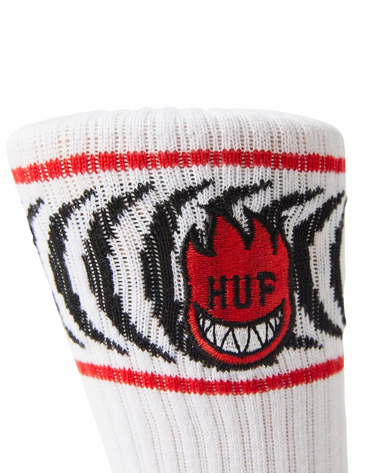 HUF X SPITFIRE SPIRAL SOCKS WHITE