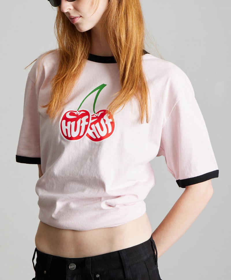 HUF CHERRIES RINGER TEE DUSTY PINK