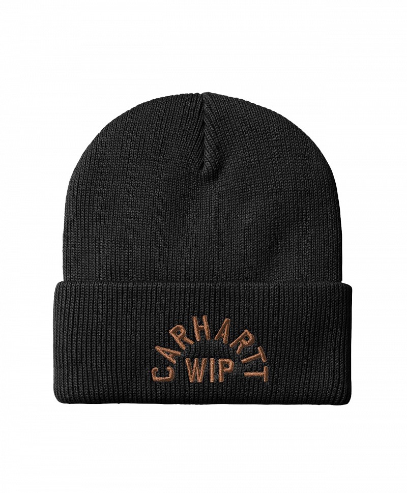 CARHARTT WIP ARCH SCRIPT BEANIE BLACK/WIP H BROWN