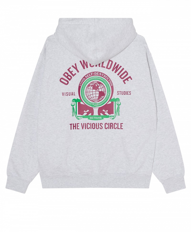 OBEY VICIOUS CIRCLE HOOD HEATHER GREY