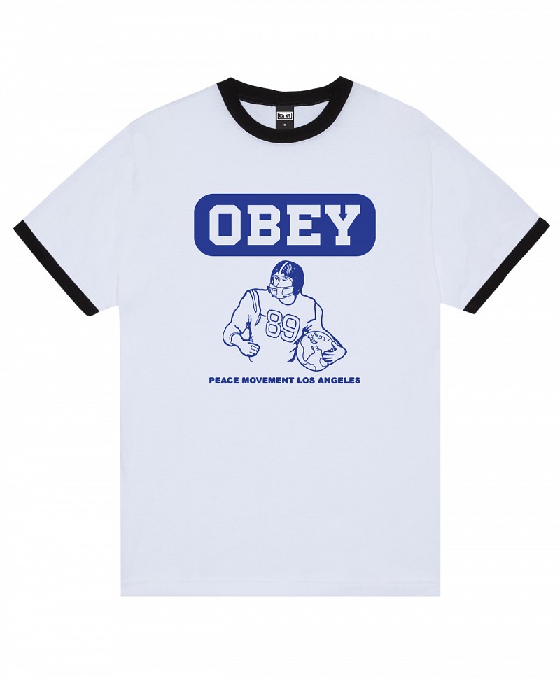 OBEY PEACE MOVEMENT RINGER TEE WHITE/BLACK