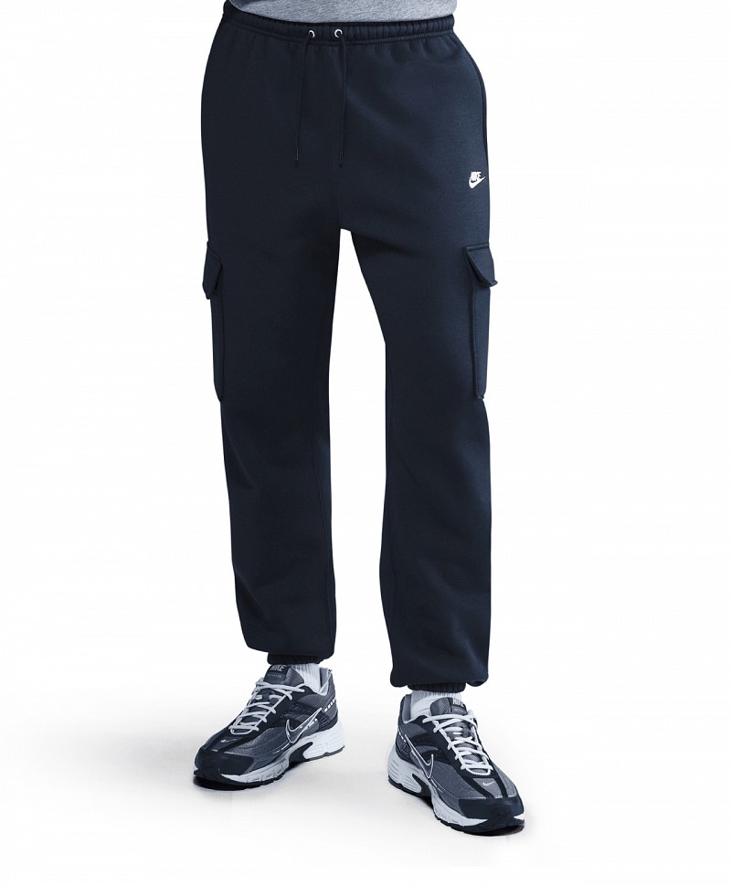 NIKE CLUB FLEECE CARGO PANTS OBSIDIAN/WHITE