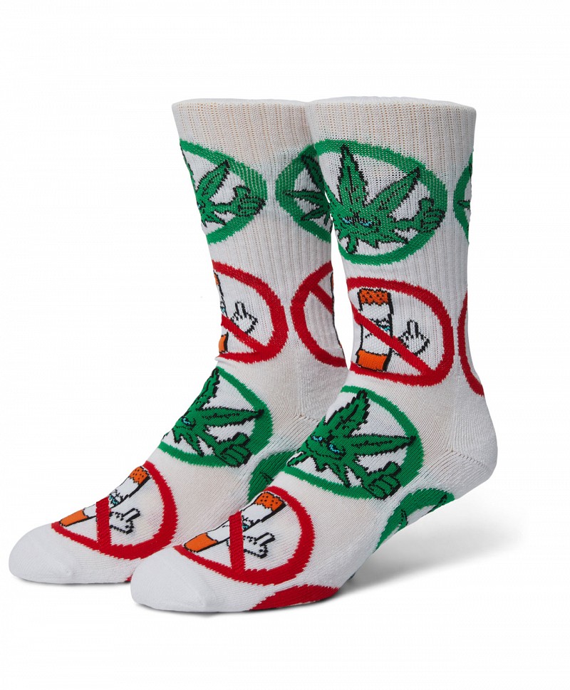 HUF GREEN BUDDY APPROVED SOCKS WHITE
