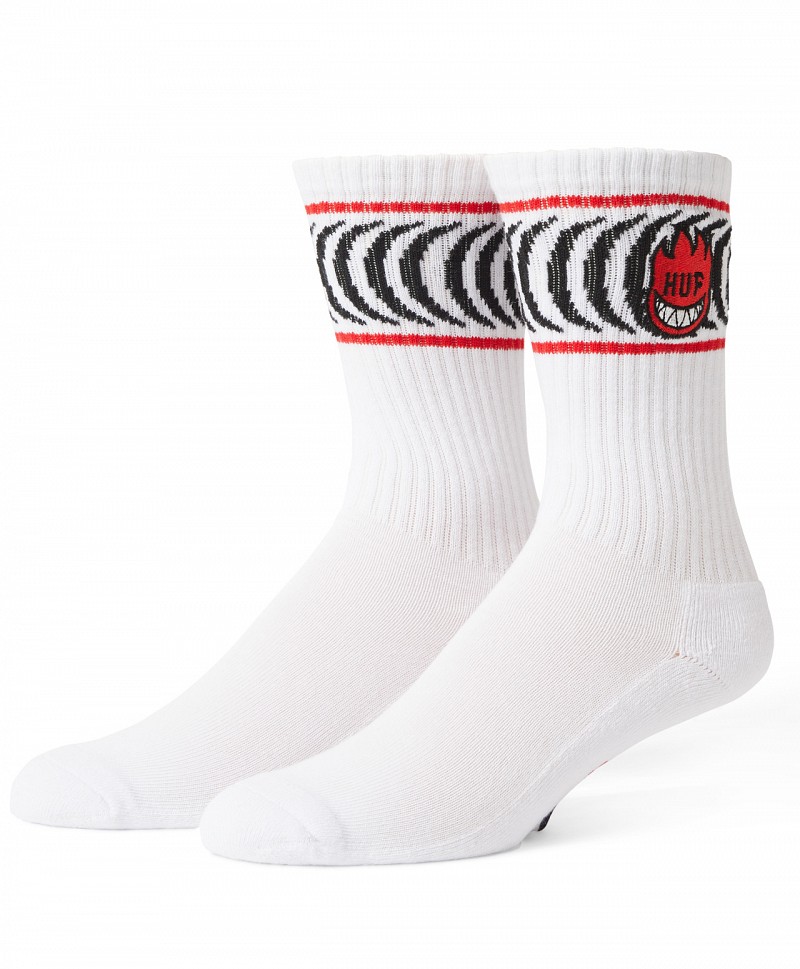 HUF X SPITFIRE SPIRAL SOCKS WHITE