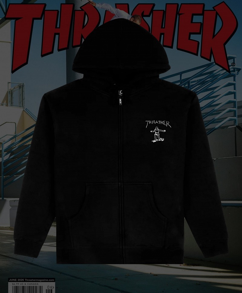 THRASHER GONZ LOGO ZIP HOOD BLACK