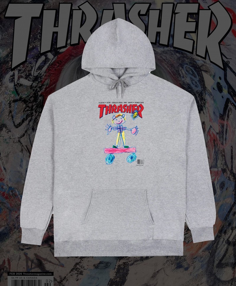 THRASHER KID COVER HOOD ASH GREY