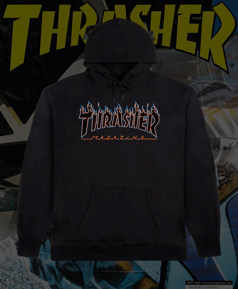 THRASHER FLAME HOOD BLACK/ORANGE