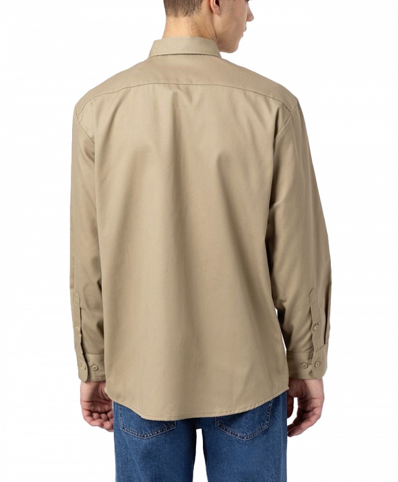 DICKIES LONG SLEEVE WORK SHIRT KHAKI