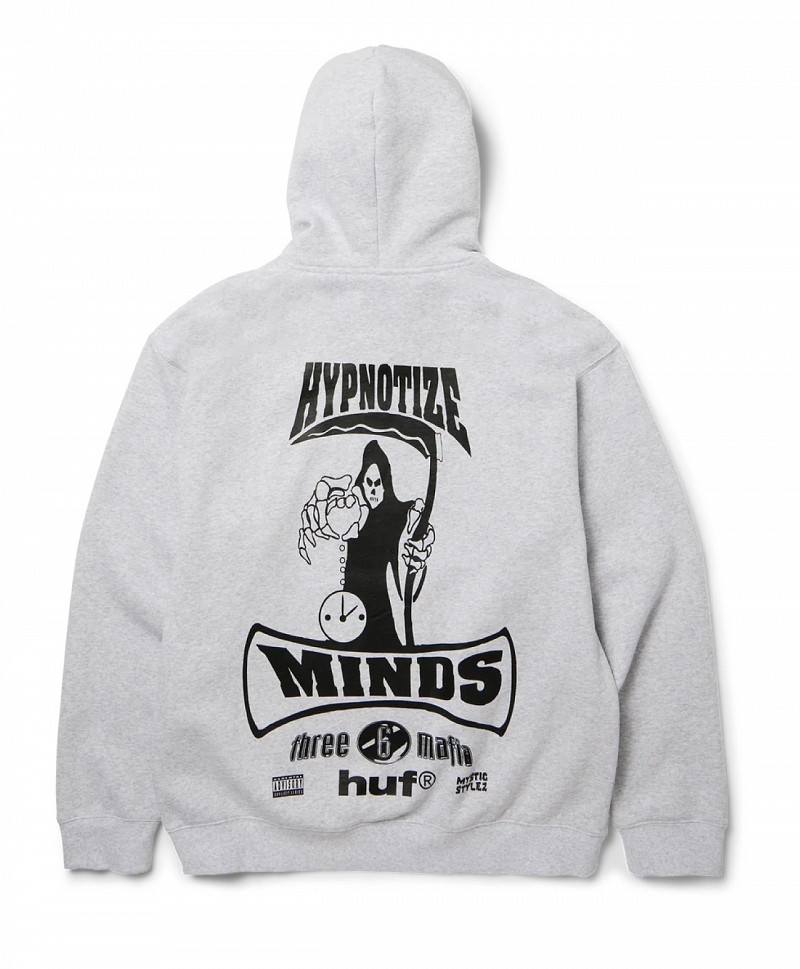 HUF X THREE 6 MAFIA MEMPHIS HOOD HEATHER GREY