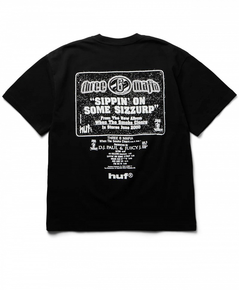 HUF X THREE 6 MAFIA SIZZURP TEE BLACK
